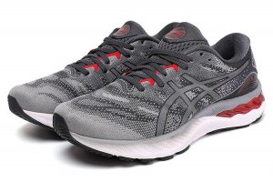 Tênis Asics Gel Nimbus 23 - Cinza Escuro e Vermelho - Masculino