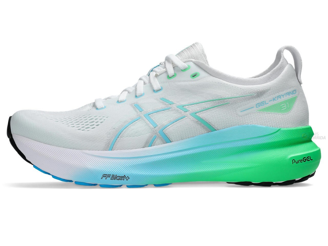 Tênis Asics Gel Kayano 31 - Branco Azul e Verde - Masculino