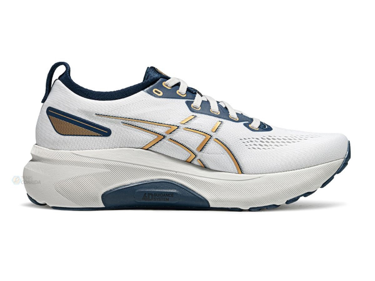 Tênis Asics Gel Kayano 31 - Branco e Dourado - Masculino 