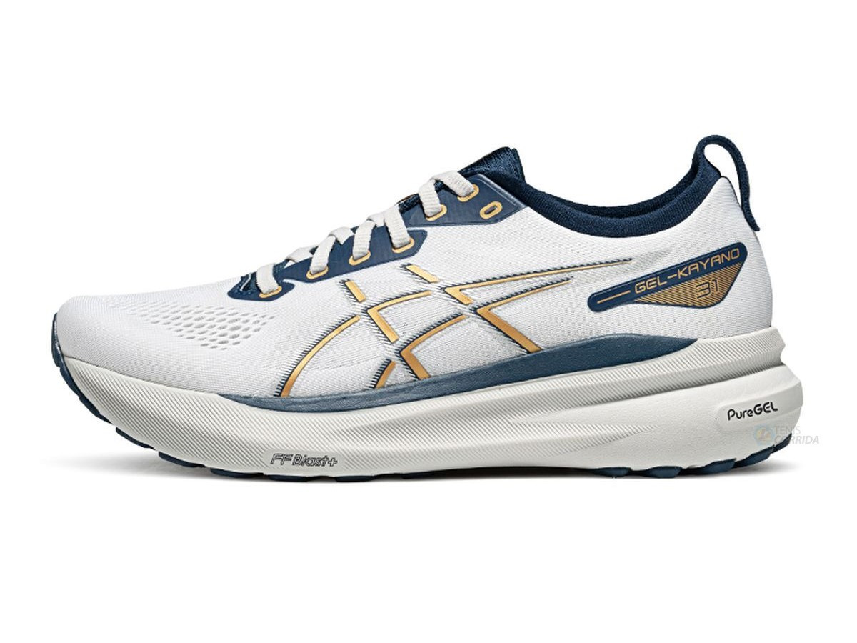 Tênis Asics Gel Kayano 31 - Branco e Dourado - Masculino