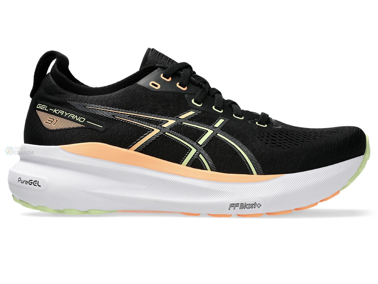 Tênis Asics Gel Kayano 31 - Preto com Branco e Laranja - Masculino 