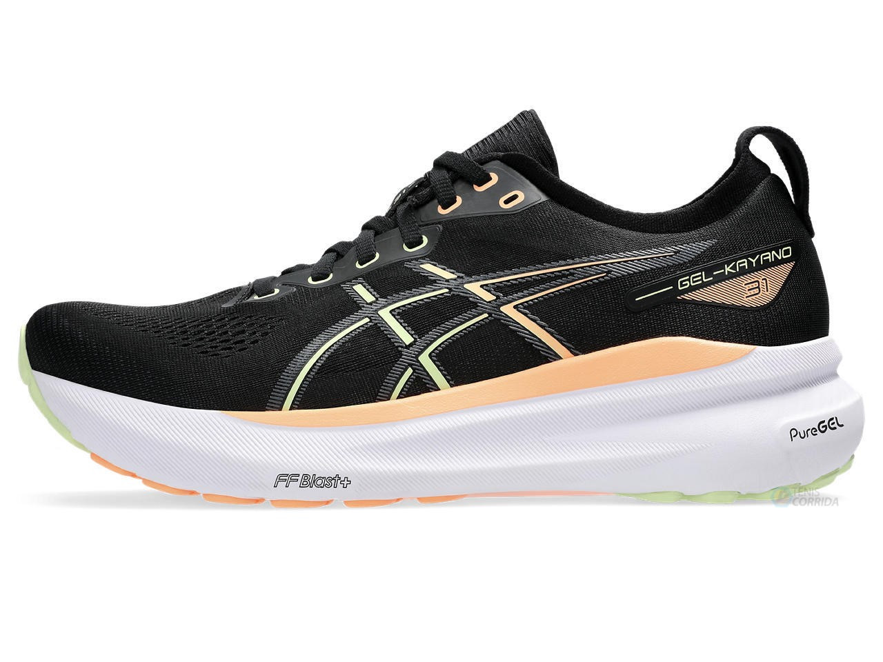 Tênis Asics Gel Kayano 31 - Preto com Branco e Laranja - Masculino