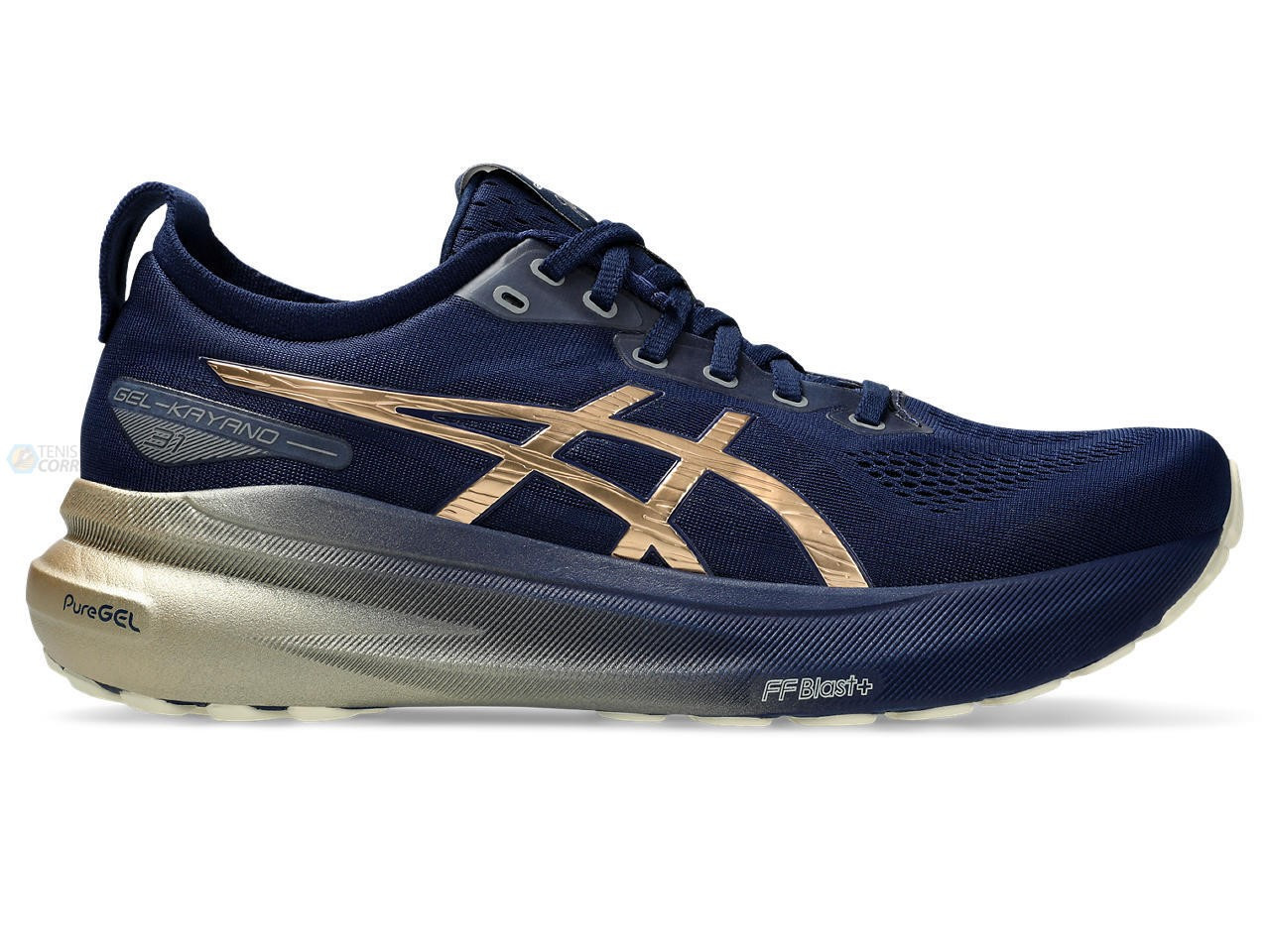 Tênis Asics Gel Kayano 31 Platinum - Azil Marinho e Dourado - Masculino 