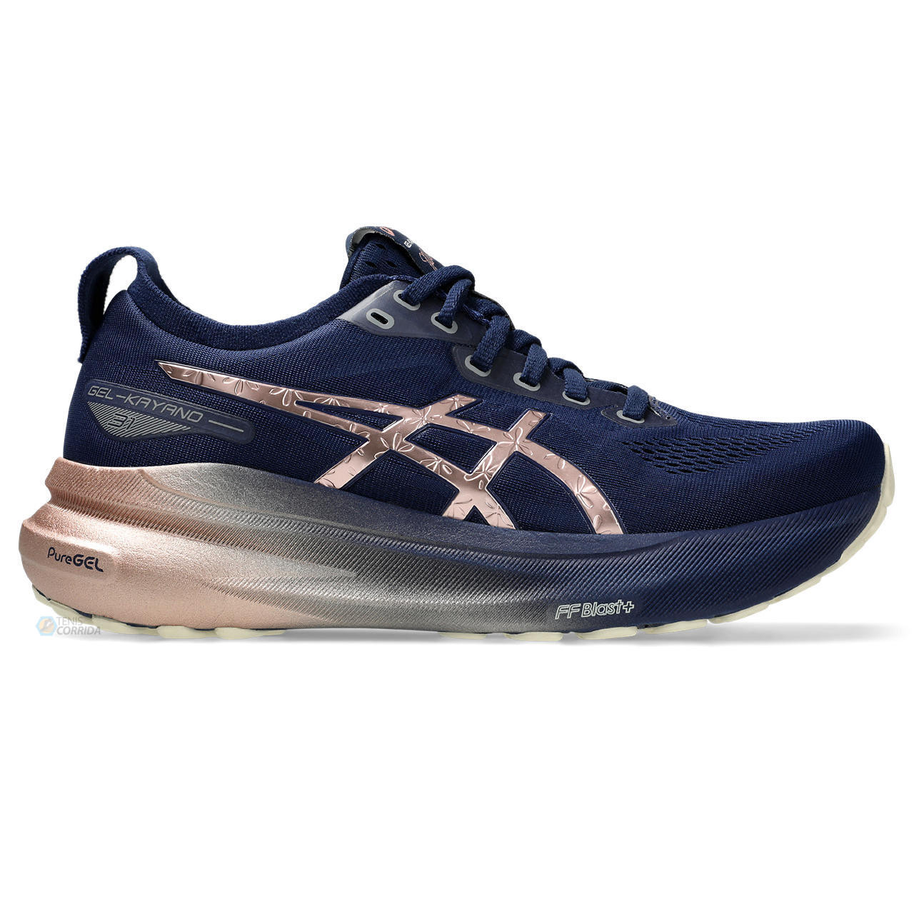 Tênis Asics Gel Kayano 31 Platinum - Azul Marinho e Dourado - Feminino 