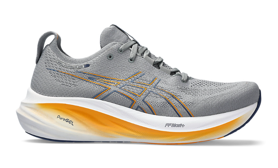 Tênis Asics Gel Nimbus 26 - Cinza e Laranja - Feminino 