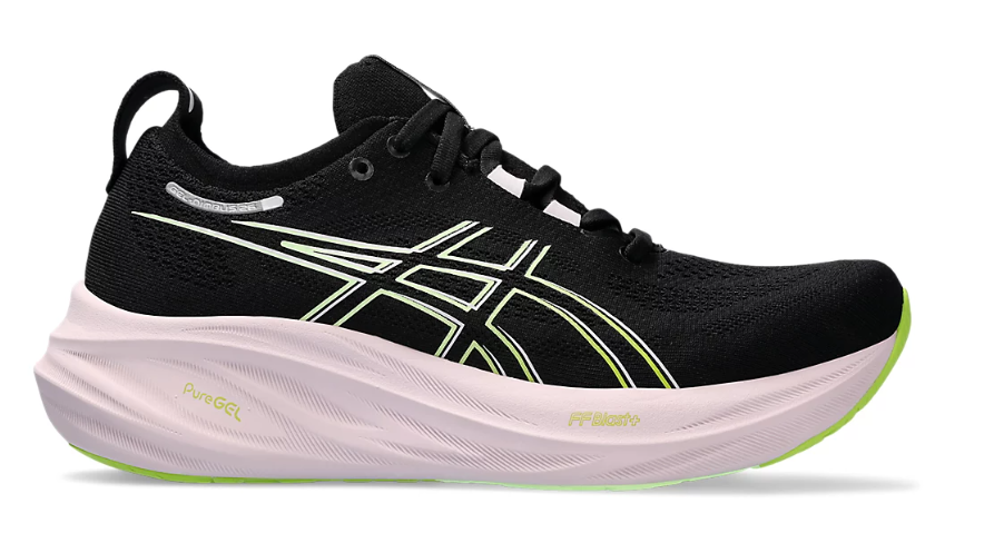 Tênis Asics Gel Nimbus 26 - Preto e Verde Claro - Feminino 