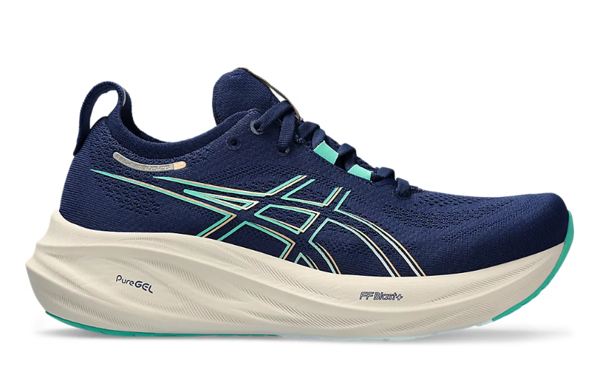 Tênis Asics Gel Nimbus 26 - Azul e Verde Claro - Feminino 