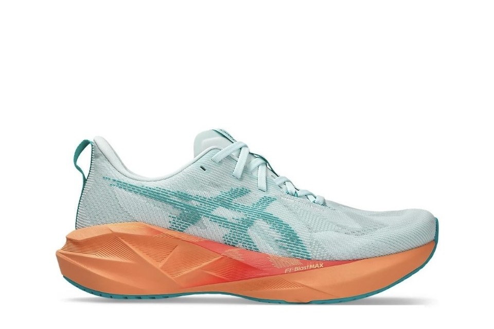 Tênis Asics Novablast 5 - Masculino - Verde Claro e Laranja 