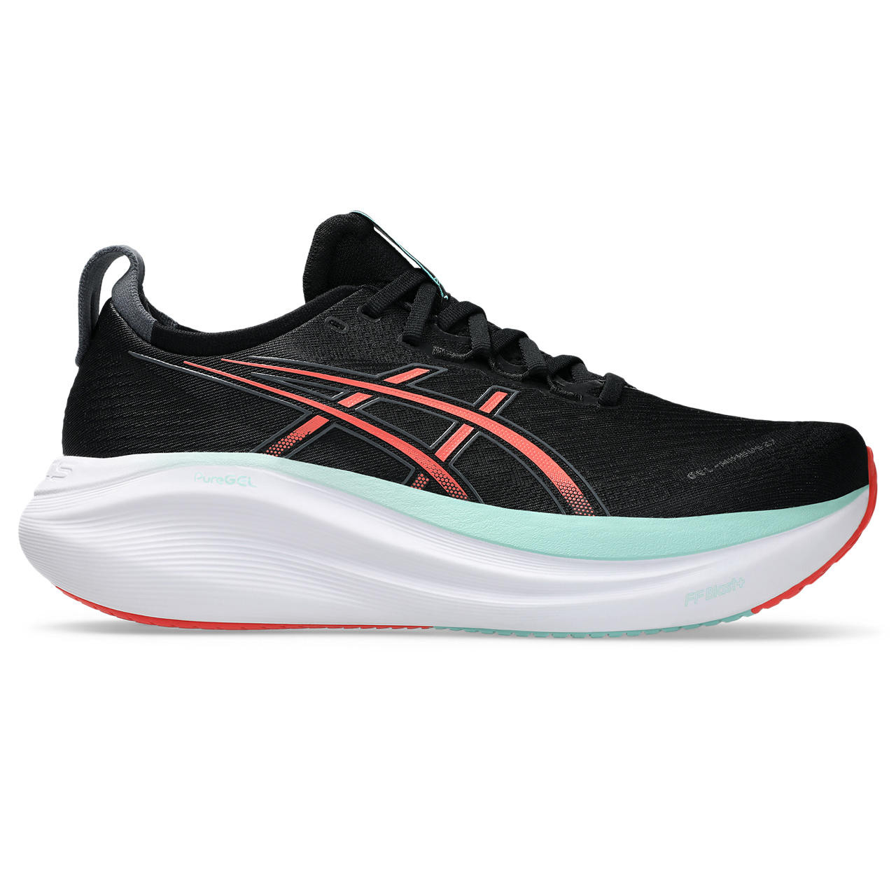 Tênis ASICS GEL Nimbus 27 - Masculino - Preto e Vermelho com Branco 