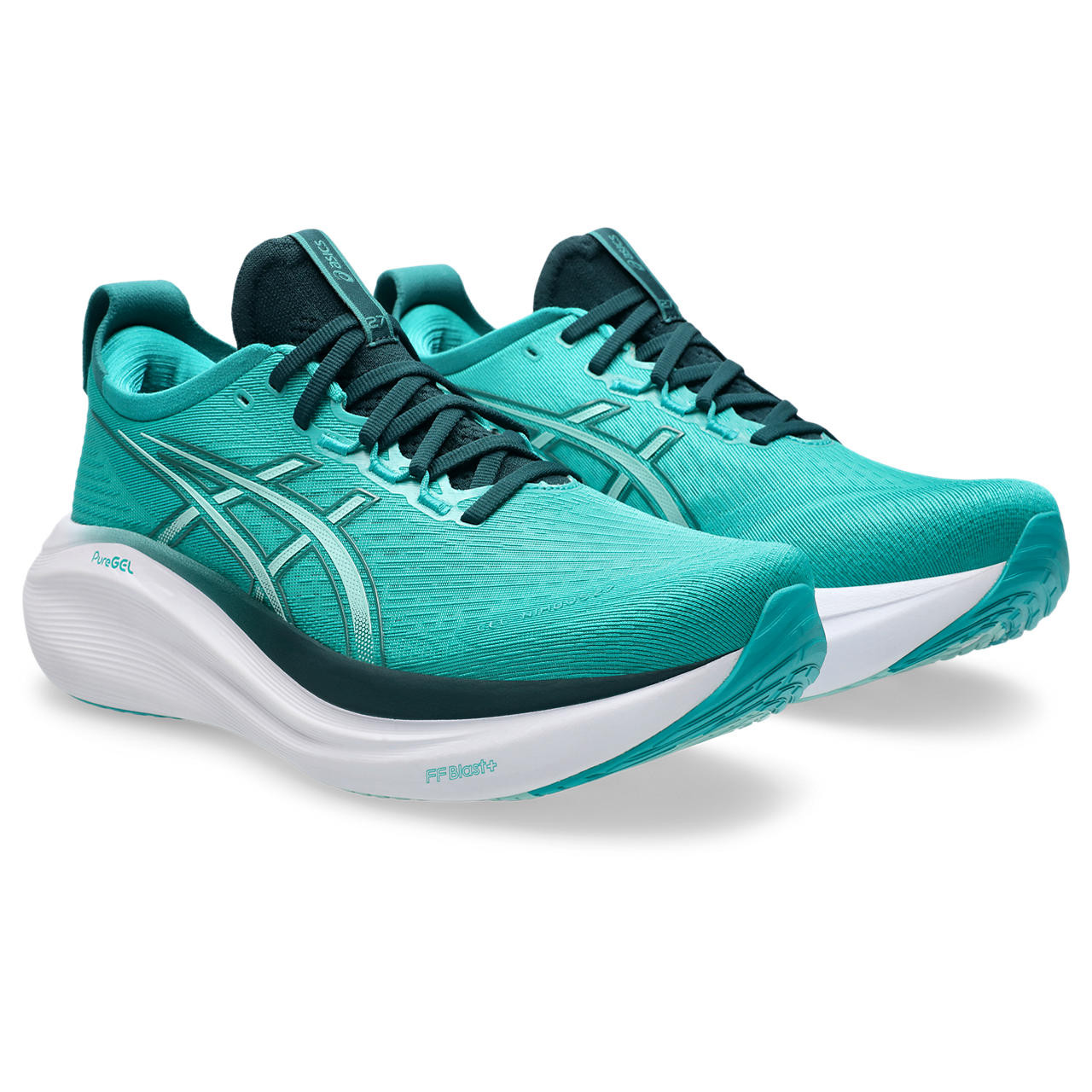 Tênis ASICS GEL Nimbus 27 - Masculino - Turquesa com Branco