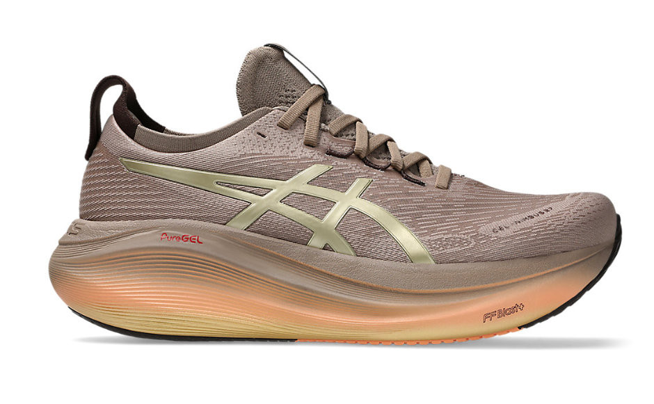 Tênis ASICS GEL Nimbus 27 - Masculino - Marrom e Laranja 