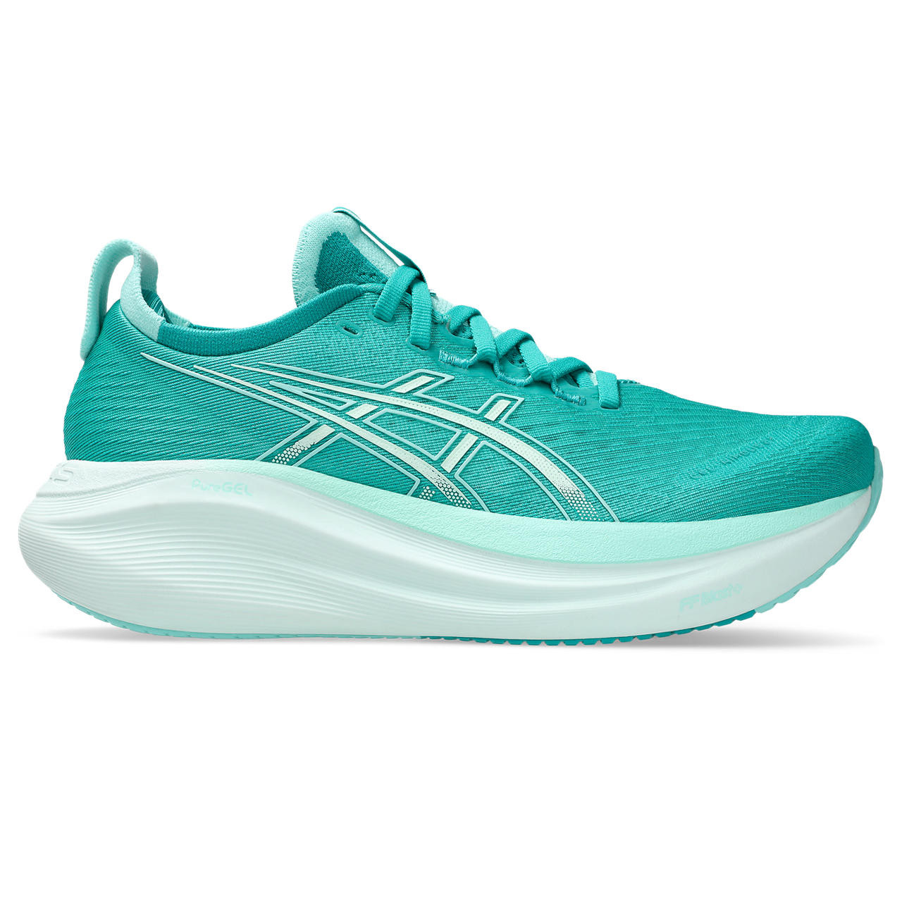 Tênis ASICS GEL Nimbus 27 - Feminino -Turquesa com Branco 